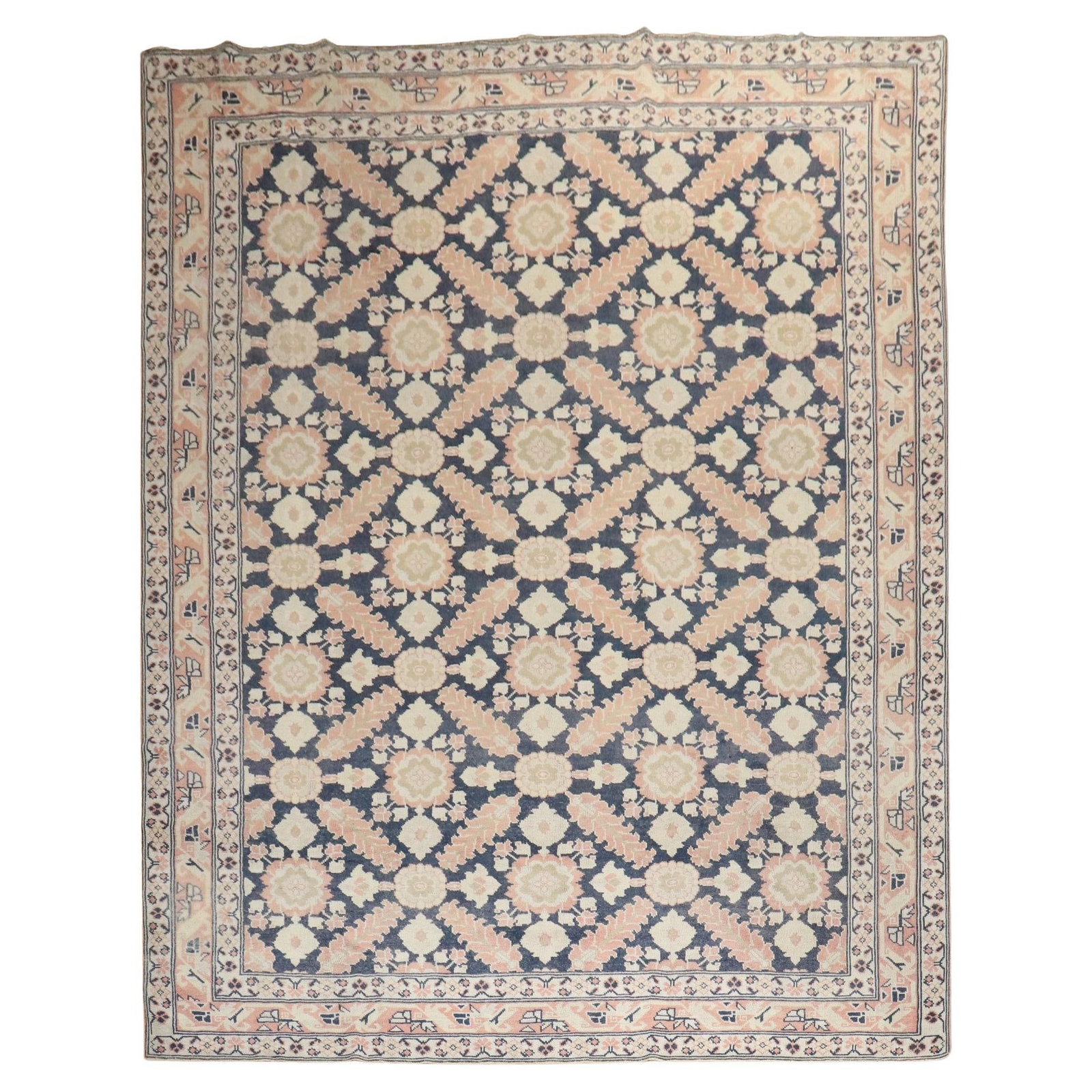 Hand-Knotted Wool Anatolian Rug Room Size Mid 20th Century Turkish: Hand-Knotted Wool Anatolian Rug Room Size Mid 20th Century Turkish This mid-20th century Turkish Anatolian rug features a hand-knotted wool construction and a room size design. Showcasing a Gustavian 