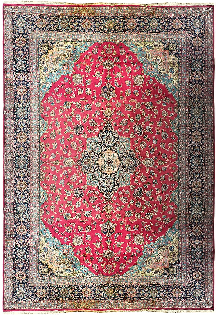 Vintage 11.4 x 16 Persian Kerman Lavar Rug 1970s Hand-Knotted Wool (1 of 10)