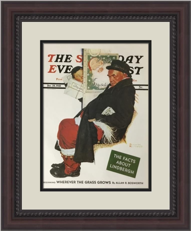 Norman Rockwell Department Store Santa Custom Framed Print 22 x 17: Norman Rockwell Department Store Santa Custom Framed Print 22 x 17 This custom framed print titled "Department Store Santa" by renowned artist Norman Rockwell captures the essence of Americana. Produc