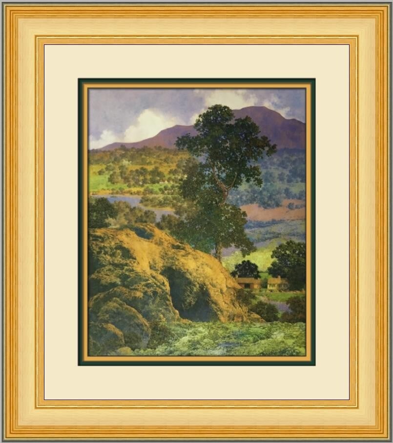 Framed Reproduction Print Maxfield Parrish New Hampshire Hills 20 x 18 (1 of 2)