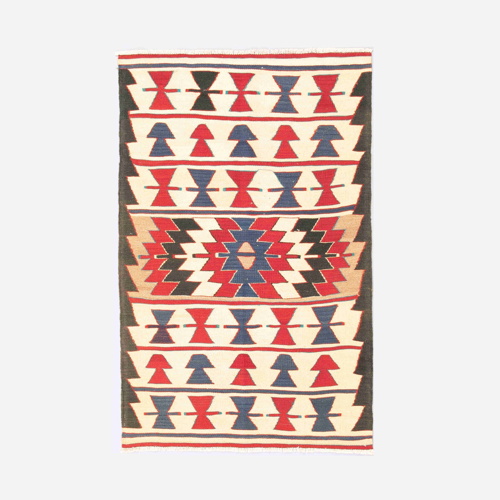 Authentic Anadol Handmade Wool Kilim 37x58.3 Inches: Authentic Anadol Handmade Wool Kilim 37x58.3 Inches This authentic handmade Anadol kilim is crafted from high-quality wool on wool, showcasing traditional weaving techniques. Originating from the Anad