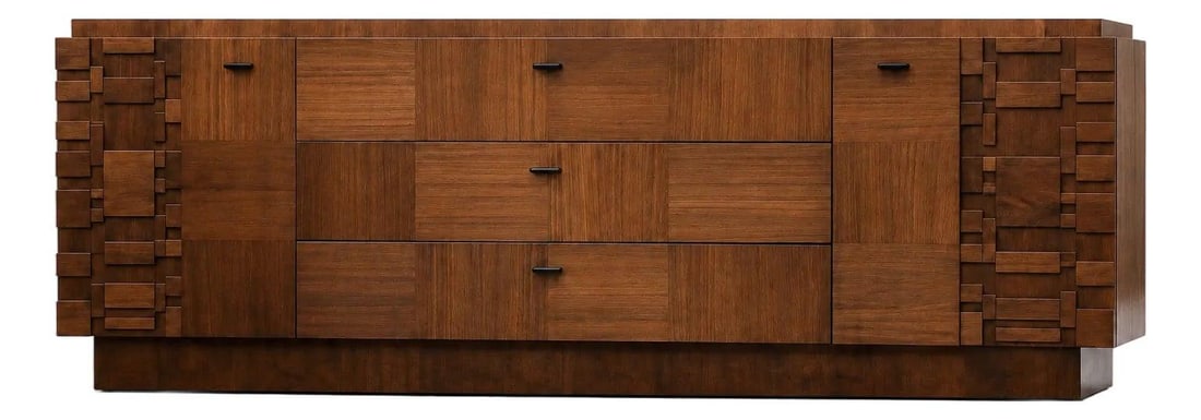 Mid Century Walnut Brutalist Nine Drawer Dresser 79.75 In Canada (1 of 9)