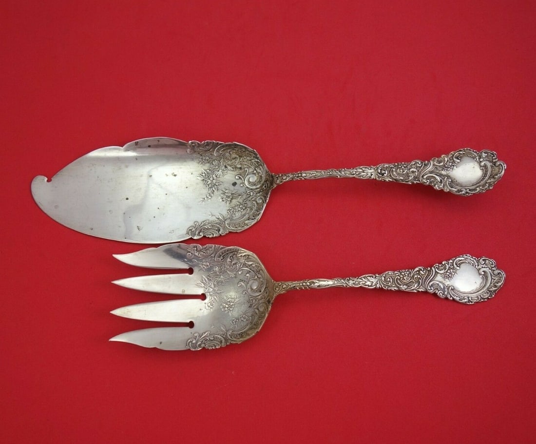 Wallace Louvre Sterling Silver Fish Serving Set 2-Piece 11.5 Inches (1 of 2)