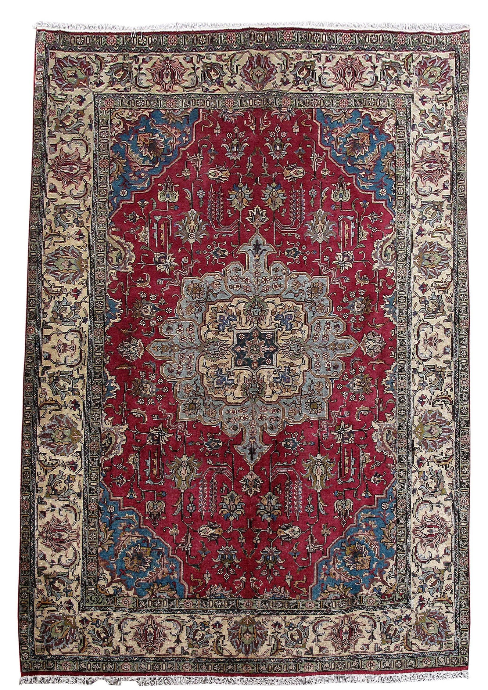 Handcrafted Classic Red Persian Tabriz Rug 7'2 x 10'3: Handcrafted Classic Red Persian Tabriz Rug 7'2 x 10'3 Free continental US Shipping Enhance your living space with this exquisite 7' 2" x 10' 3" Classic Red Persian Tabriz Rug, meticulously handcrafted