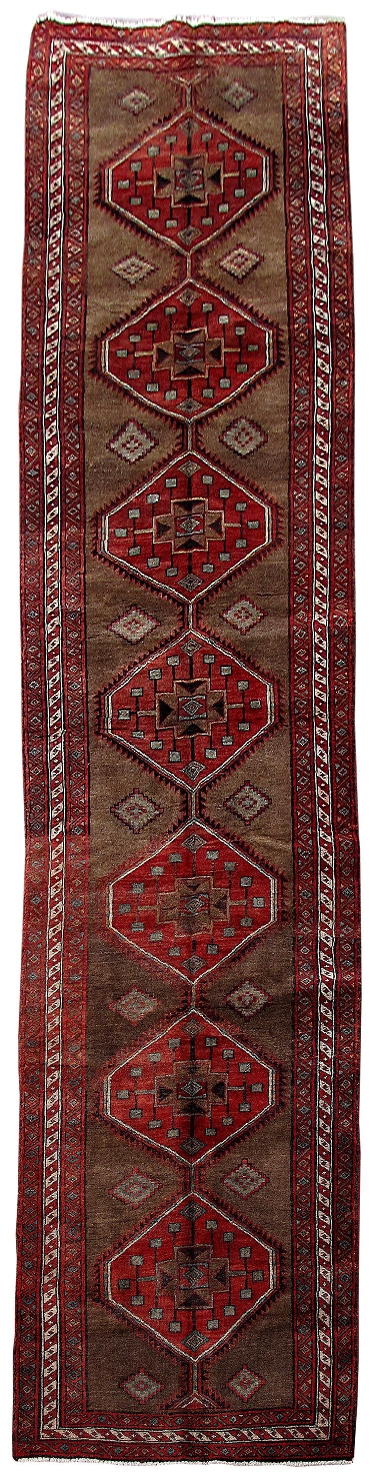 Handmade Persian Ardebil Style Runner Rug 3'7 x 14'8 Red Wool: Handmade Persian Ardebil Style Runner Rug 3'7 x 14'8 Red Wool Free continental US Shipping Elevate your home decor with this exquisite Handmade Persian Ardebil Style Area Runner Rug. Measuring 3' 7" x