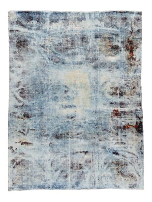 Vintage Persian Overdyed Wool Rug 9'3 x 12'1 Abstract Blue: Vintage Persian Overdyed Wool Rug 9'3 x 12'1 Abstract Blue Enhance your living space with this beautiful hand-knotted Persian vintage overdyed wool rug. Featuring a striking blue field adorned with an
