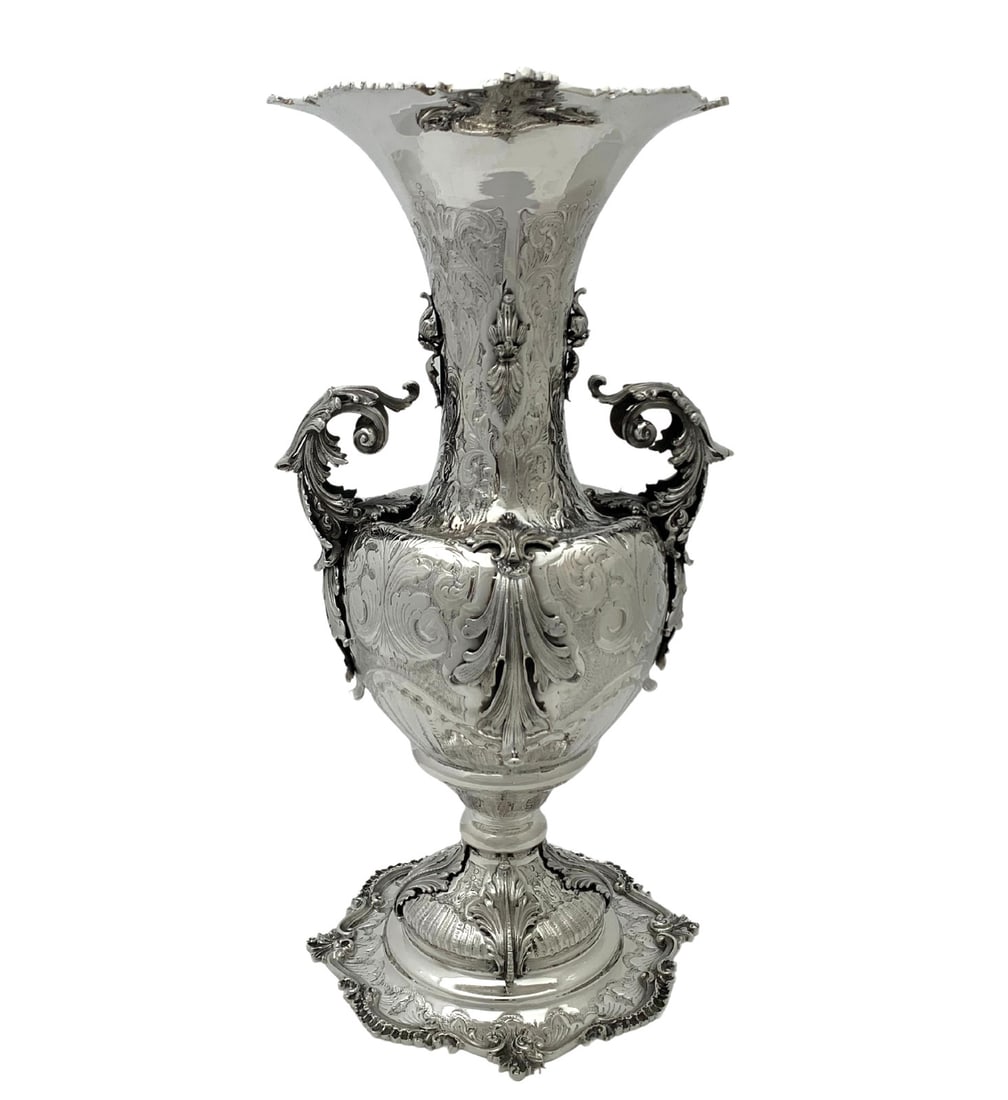 Italian 925 Sterling Silver Handmade Leaf Applique Flower Vase (1 of 4)