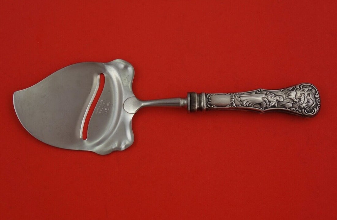 Th. Olsens Norwegian Sterling Silver Cheese Plane with Milkmaid and Goats 8 3/4" (1 of 2)
