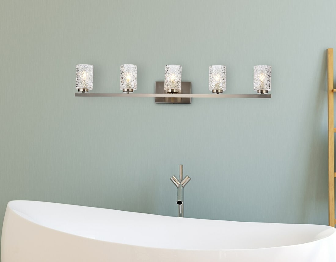 Cassie 5 Light Wall Sconce in Stain Nickel with Glass Shades (1 of 6)