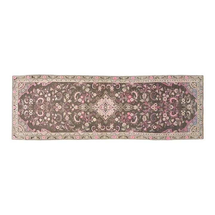 Turkish Wool Runner Rug Hand Knotted 3'x9'4" Vintage Design: Turkish Wool Runner Rug Hand Knotted 3'x9'4" Vintage Design This vintage Turkish hand-knotted wool rug showcases traditional craftsmanship with a blend of classic and modern design elements. The rug f