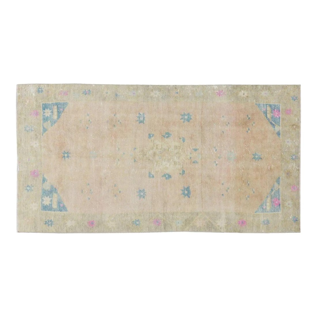 Hand-Knotted Wool Anatolian Turkish Rug 3'8" x 7' Peach: Hand-Knotted Wool Anatolian Turkish Rug 3'8" x 7' Peach This vintage Turkish Anatolian rug is hand-knotted from wool using traditional techniques. Its rich peach color and timeless design blend classi