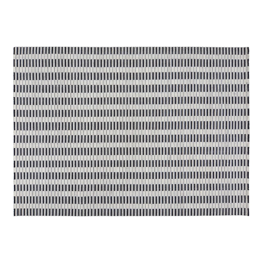 10x14 Modern Hand Loomed Wool Rug in Black Indian Design (1 of 6)