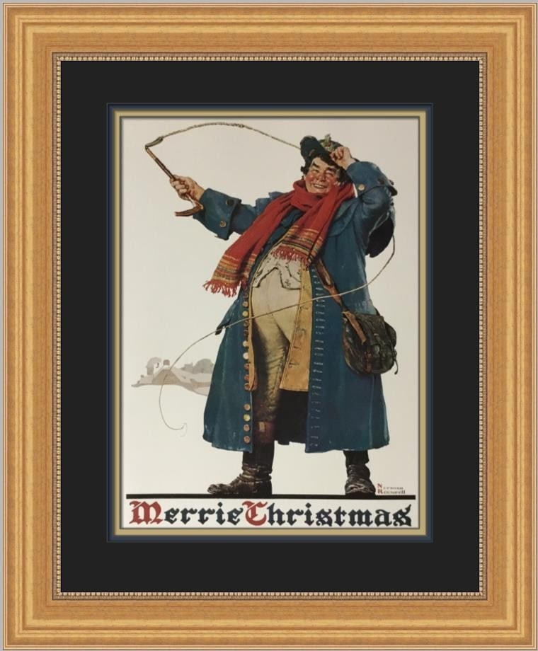 Norman Rockwell Merrie Christmas Custom Framed Art Print 1975 (1 of 2)