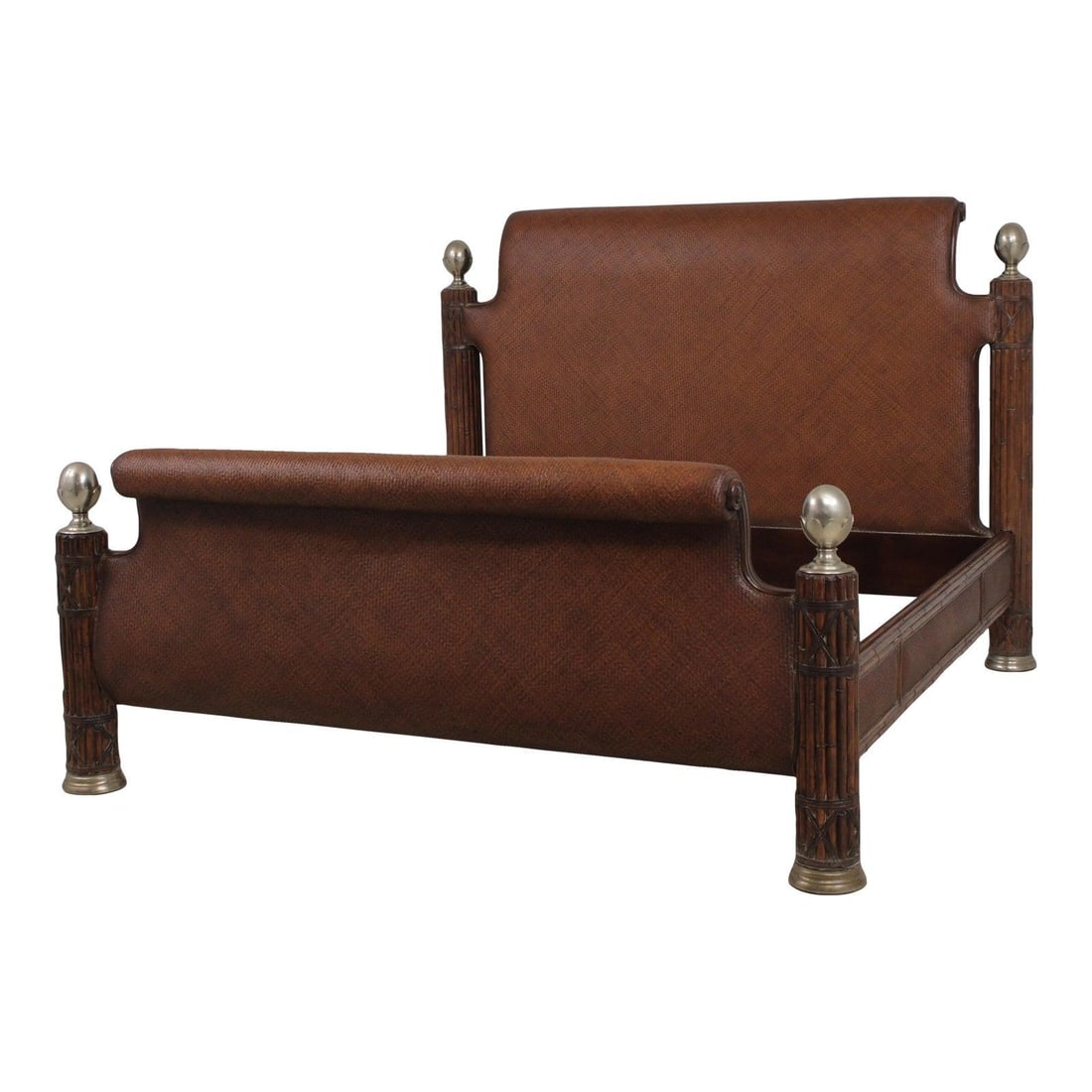 Kilimanjuro Style King Bamboo Bed with Carved Details and Metal Finials (1 of 10)