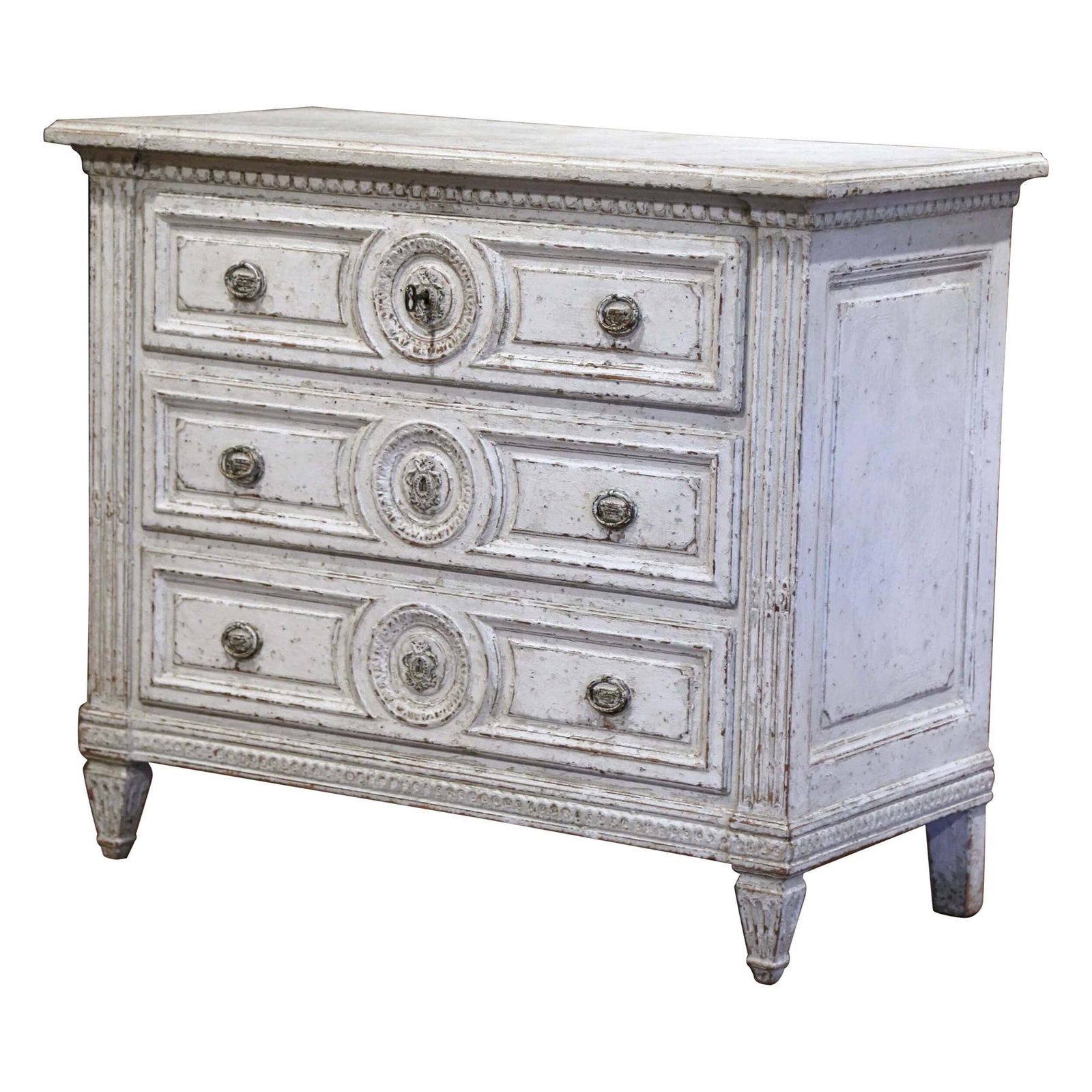 French Louis XVI Oak Commode with Oval Medallion Drawers (1 of 10)