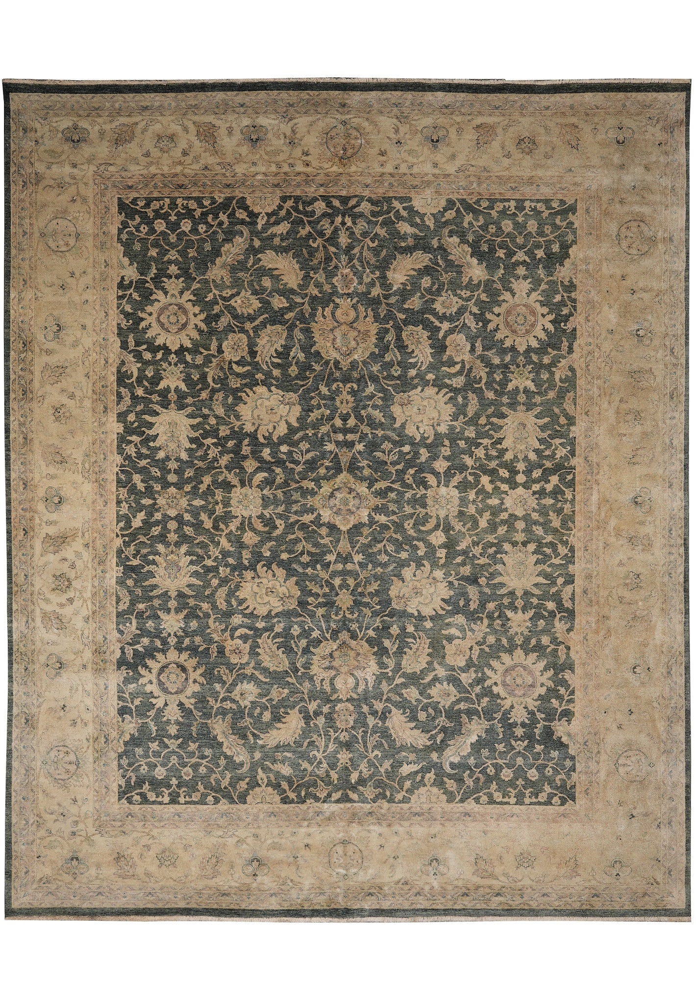 12 x 14.5 Green Agra Rug Natural Wool Finer Weave: 12 x 14.5 Green Agra Rug Natural Wool Finer Weave Free continental US Shipping Hand-knotted Persian Gabbeh rug from the Shiraz region of Iran, featuring a bold geometric tribal design with simple moti