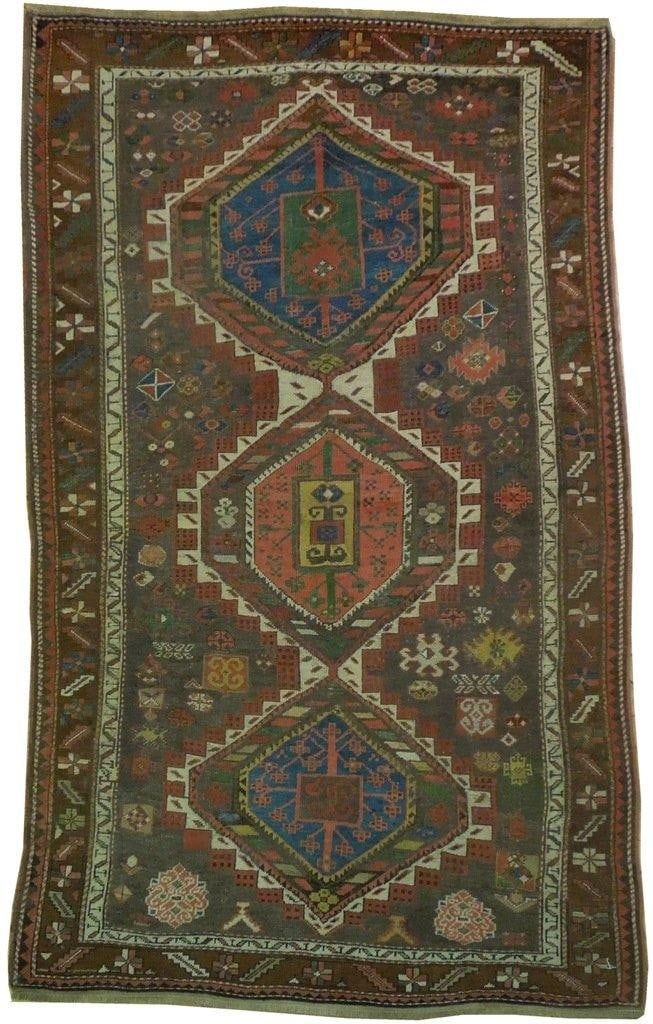 5'3" x 8'11" Brown Russian Kazak Runner Handmade Wool Rug: 5'3" x 8'11" Brown Russian Kazak Runner Handmade Wool Rug Free continental US Shipping Enhance your home decor with this exquisite 5' 3" x 8' 11" Brown Russian Kazak Runner. This stunning antique rug 