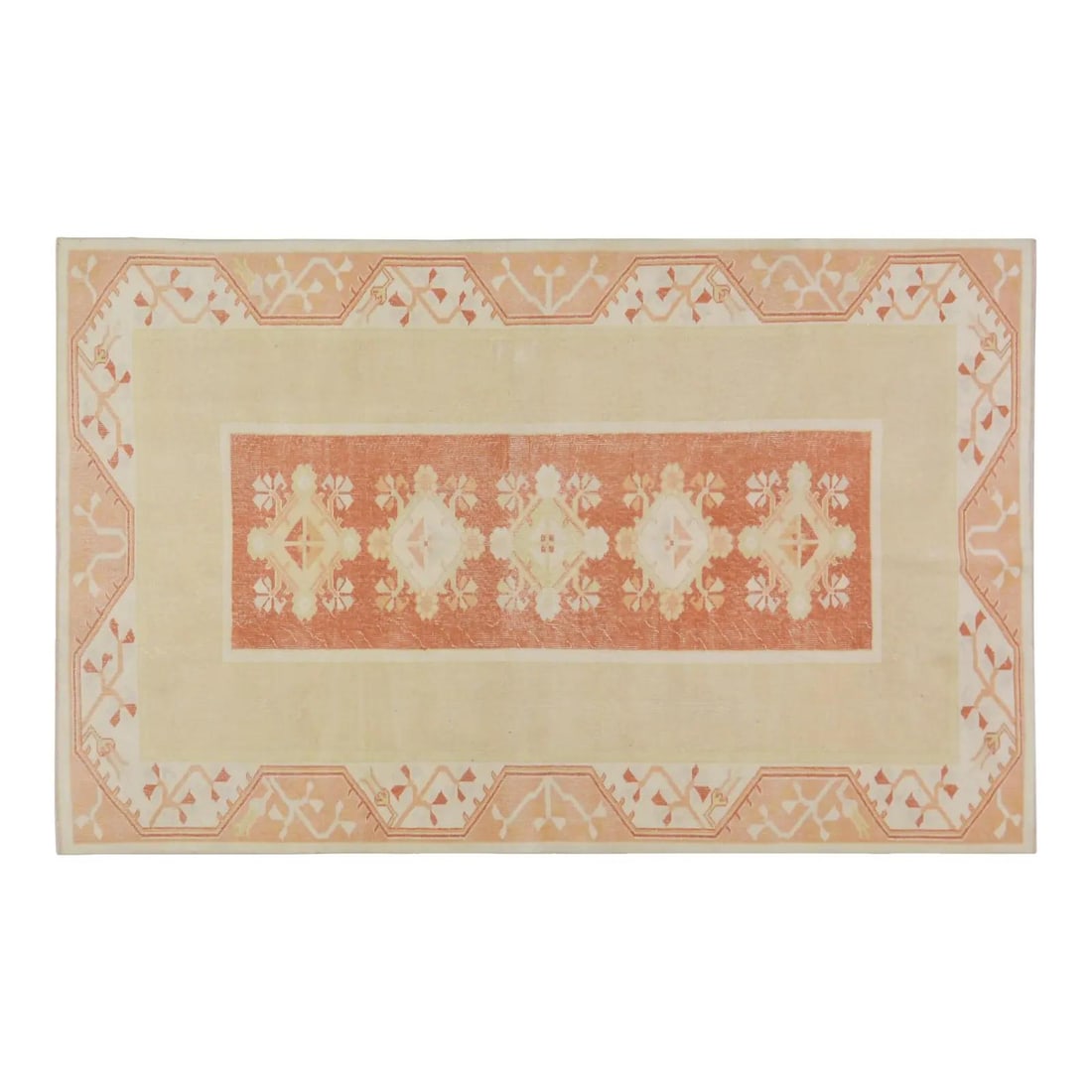 5'1 x 8'2 Hand-Knotted Wool Area Rug Anatolian Turkish Vintage: 5'1 x 8'2 Hand-Knotted Wool Area Rug Anatolian Turkish Vintage This vintage Turkish Anatolian hand-knotted wool rug showcases traditional craftsmanship paired with a modern design sensibility. Made fr