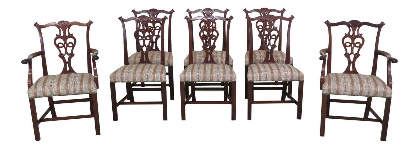 Set of 8 Vintage Mahogany Kittinger Style Chippendale Dining Chairs (1 of 10)