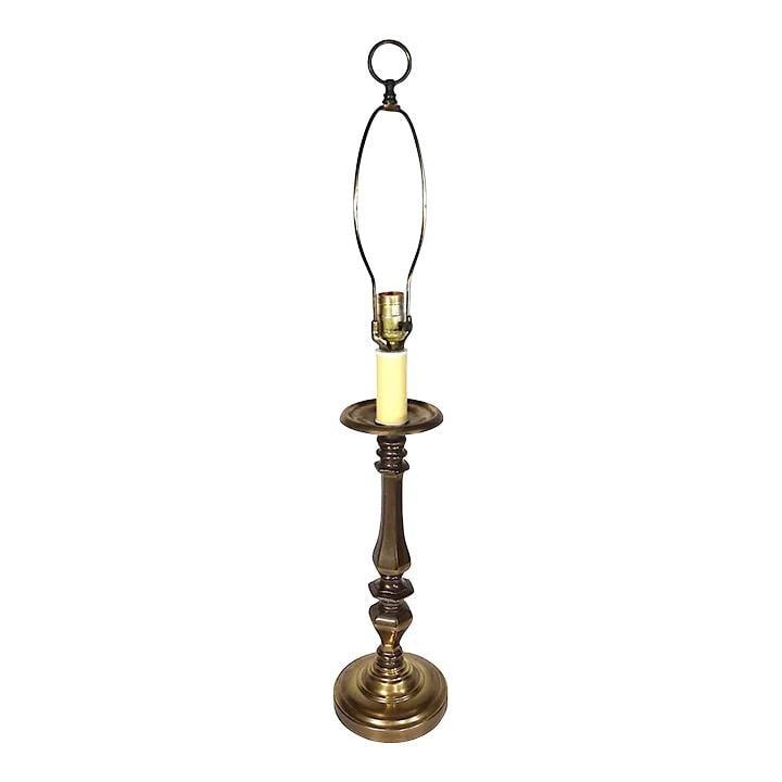 Vintage 1970s Heavy Brass Candlestick Table Lamp Classic Design (1 of 10)