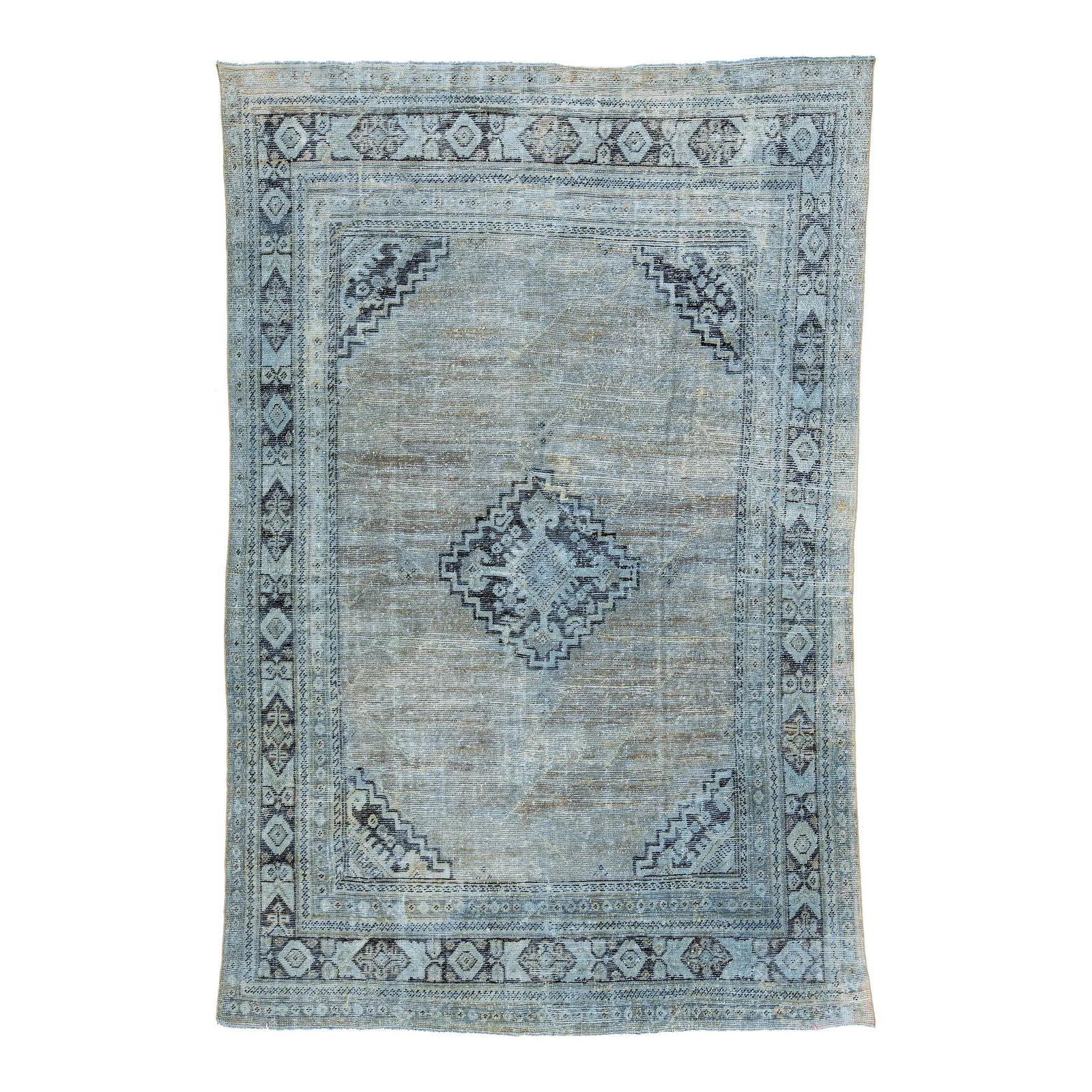 Vintage 1920s Hand-Knotted Wool Rug Medallion Design Blue: Vintage 1920s Hand-Knotted Wool Rug Medallion Design Blue This exquisite antique wool rug from the 1920s features a beautifully hand-knotted medallion floral design. The primary color palette comprise