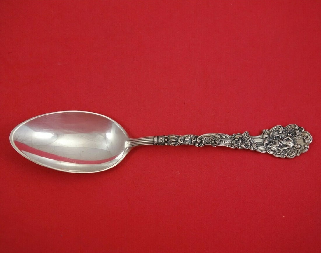 Gorham Versailles Sterling Silver Dinner Spoon 8 3/8 Antique Monogrammed: Gorham Versailles Sterling Silver Dinner Spoon 8 3/8 Antique Monogrammed This exquisite dinner spoon, crafted by Gorham, is a stunning example of the Versailles pattern. Measuring 8 3/8 inches in leng