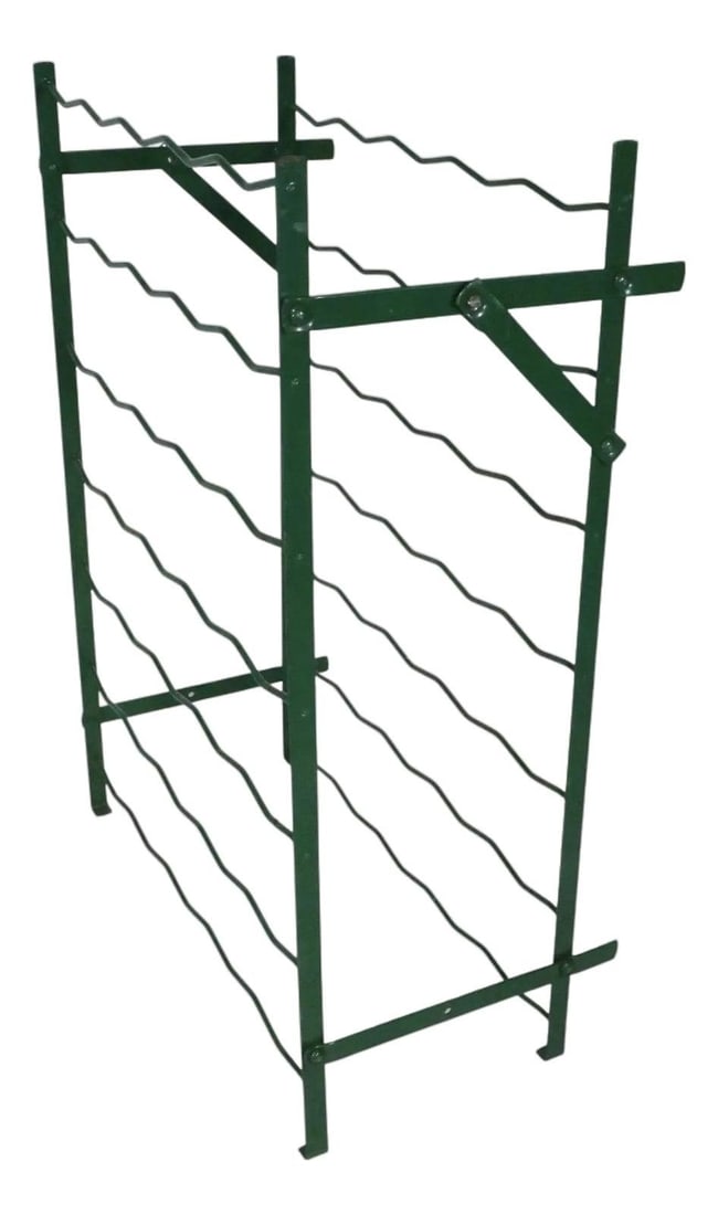 Vintage Green Metal Freestanding 35 Bottle Wine Rack (1 of 6)