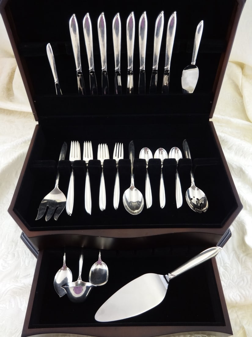 International Silver Rhythm Sterling Silver Flatware Set 42 Pieces (1 of 8)