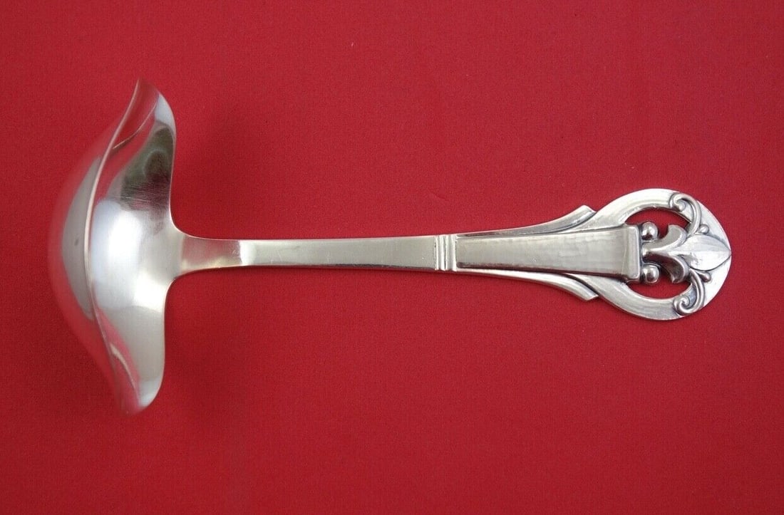 Danish Sterling Silver Gravy Ladle by Glasser 6.5 Inch Hand-Wrought Design: Danish Sterling Silver Gravy Ladle by Glasser 6.5 Inch Hand-Wrought Design This exquisite gravy ladle features a classic Danish Sterling pattern and is crafted from high-quality sterling silver. Measu
