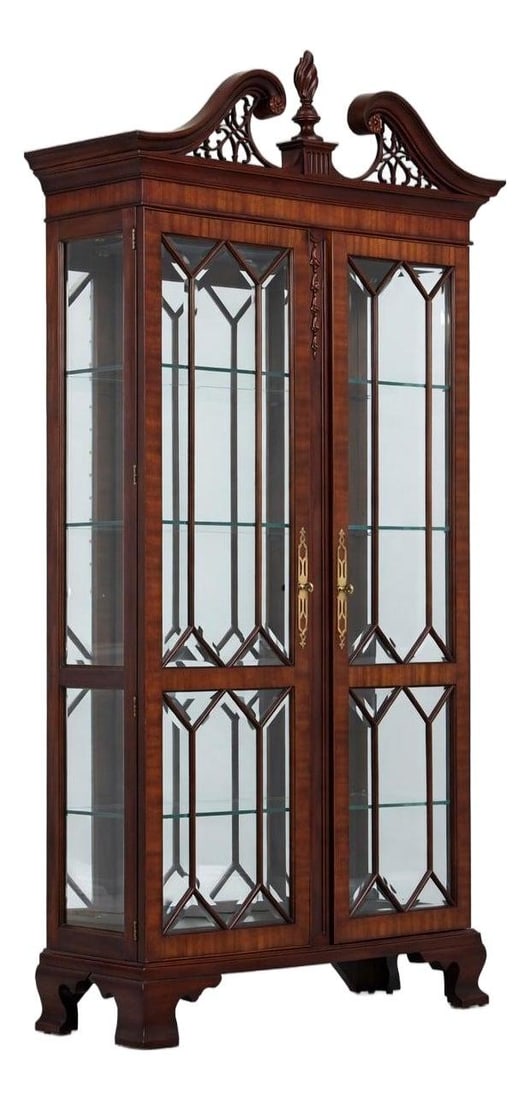 Mahogany Chippendale Style Curio Cabinet With Glass Shelves By Henkel Harris (1 of 10)
