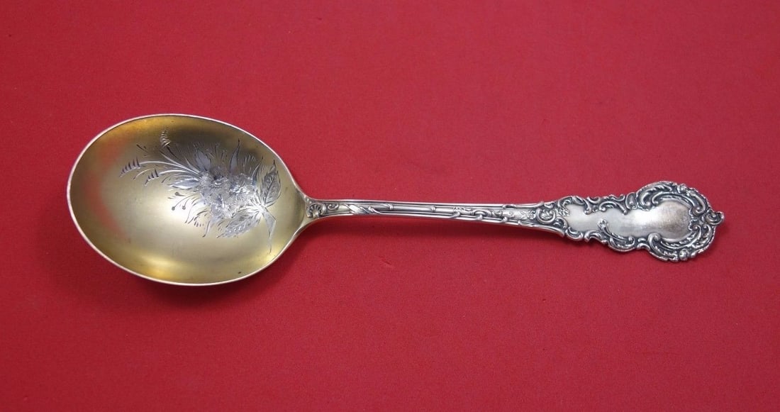 Sterling Silver Preserve Spoon Frank Smith Colbert Gold Washed 7 in (1 of 1)
