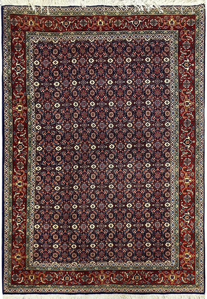 Hand-Knotted 4'10 x 7' Persian Herati Mahi Tabriz Wool Rug: Hand-Knotted 4'10 x 7' Persian Herati Mahi Tabriz Wool Rug Free continental US Shipping Experience the elegance of Persian craftsmanship with this exquisite 4'10" x 7' Herati Mahi Tabriz Rug. Originat