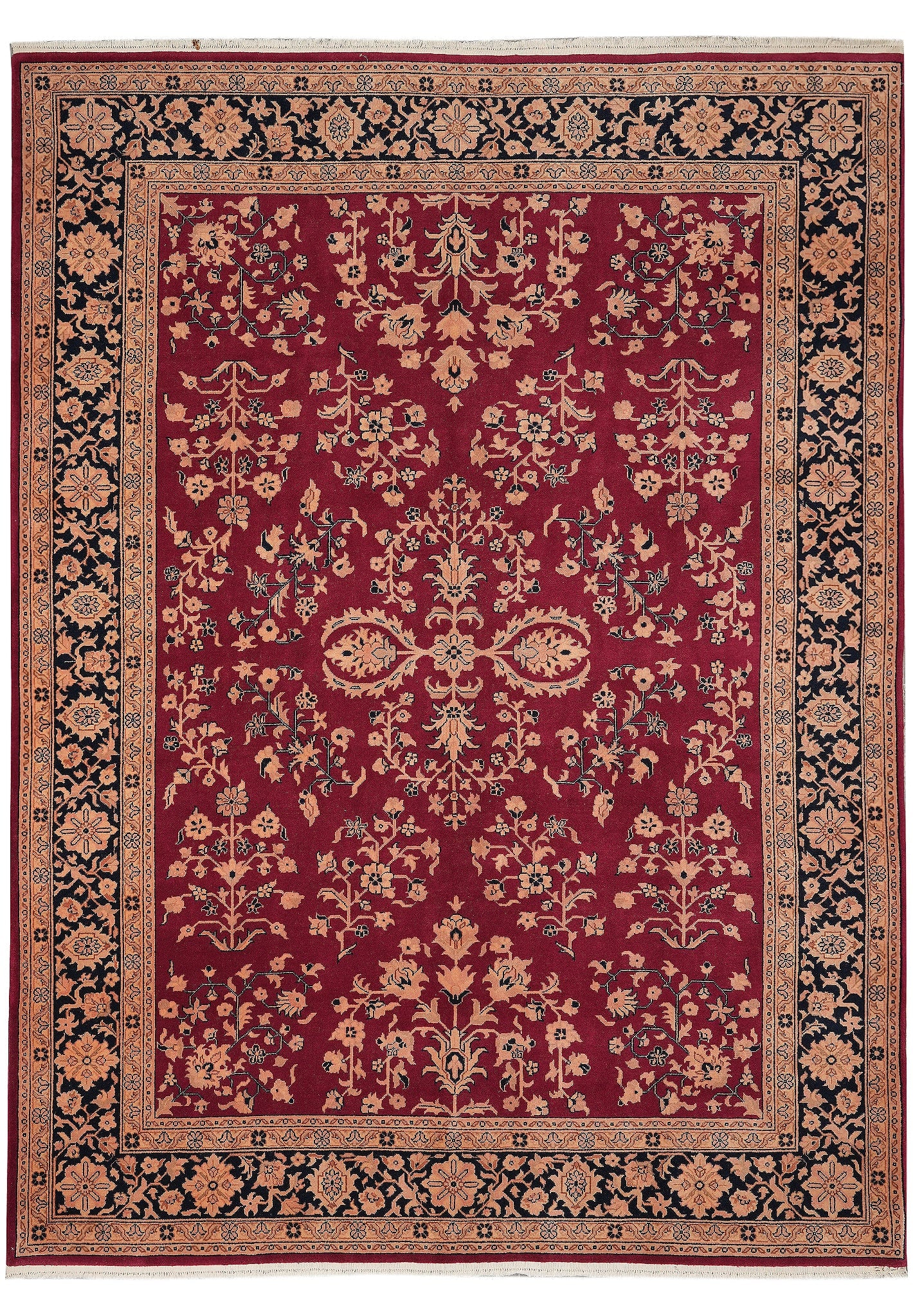 Handmade Sarouk Rug 8.6 x 11.6 Burgundy Black Premium Wool: Handmade Sarouk Rug 8.6 x 11.6 Burgundy Black Premium Wool Free continental US Shipping This 8.6 x 11.6 Burgundy Black Handmade Sarouk Rug is hand-knotted from premium quality wool, featuring a soft a