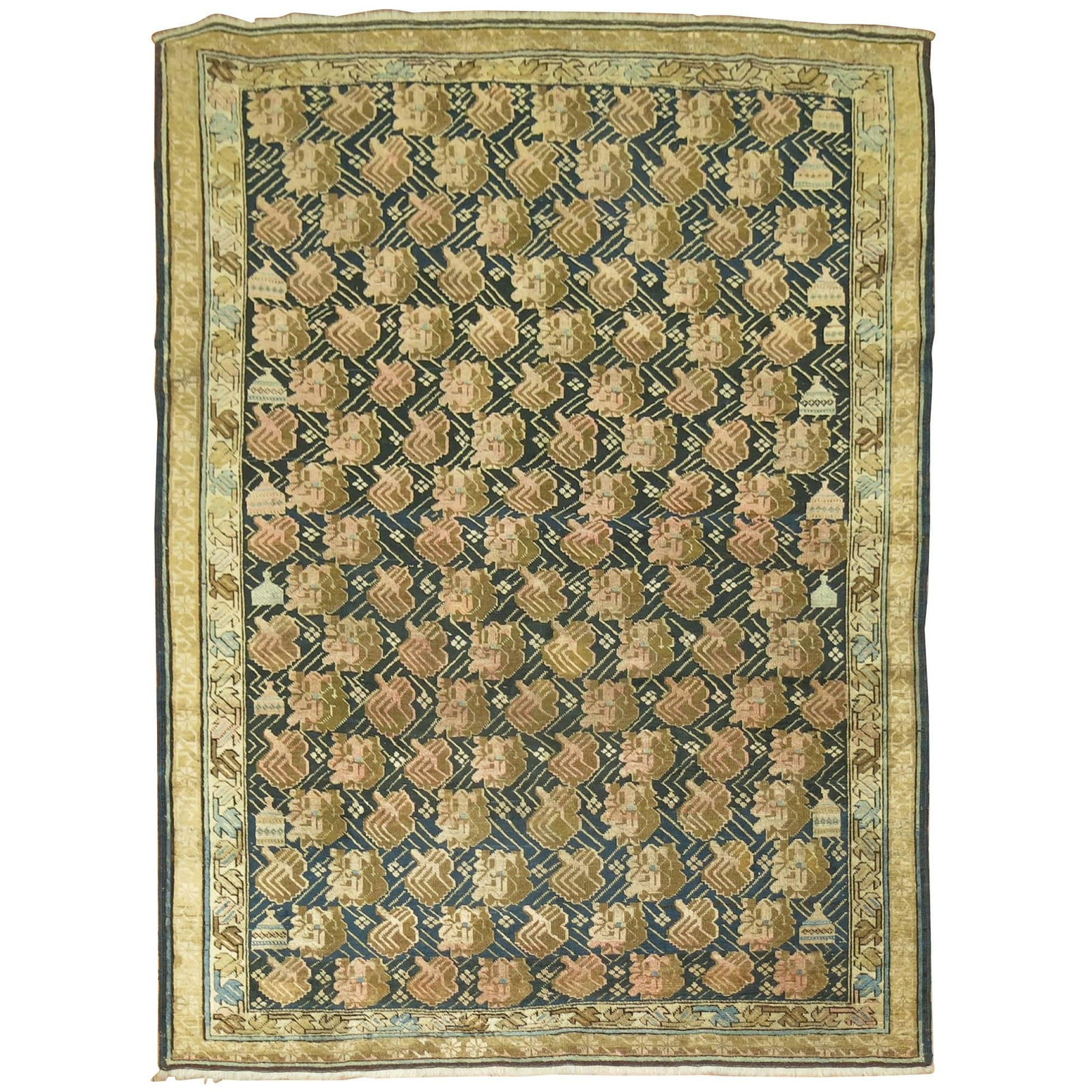 Early 20th Century Kuba Wool Hand Woven Caucasus Rug 4'4'' x 5'4'' (1 of 10)