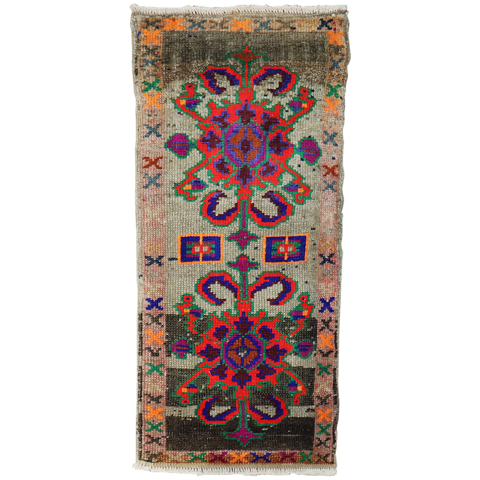 Mid-20th Century Hand-Knotted Turkish Wool Mini Rug (1 of 7)