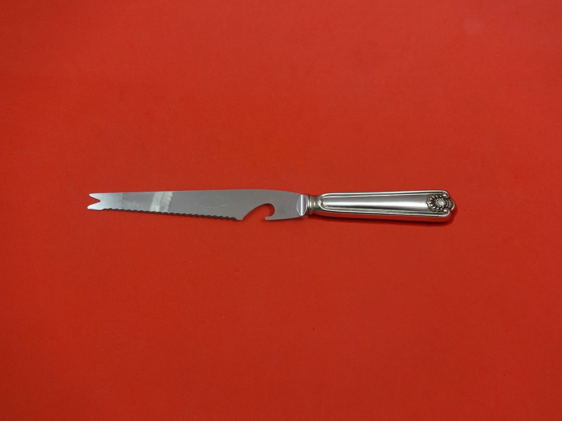 Frank Smith Fiddle Shell Sterling Silver Bar Knife 9 1/8 Custom Made: Frank Smith Fiddle Shell Sterling Silver Bar Knife 9 1/8 Custom Made This exquisite bar knife features a custom-made design in the Fiddle Shell pattern by renowned maker Frank Smith. Crafted from ster