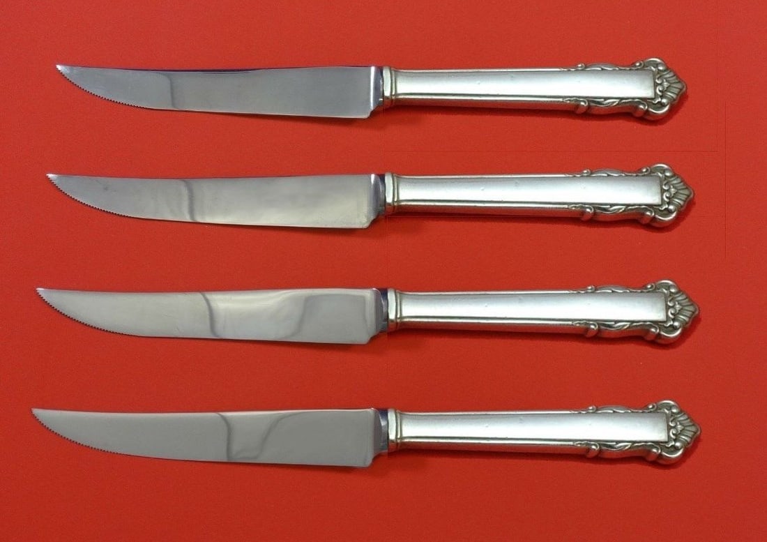 Lunt English Shell Sterling Silver Steak Knife Set 4pc Custom 8.5" (1 of 2)