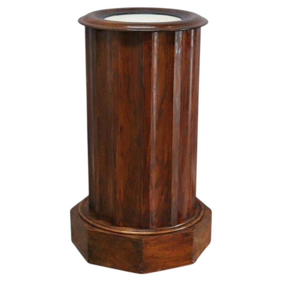 c1840 Classical rosewood drink stand with marble top and 1 door: c1840 Classical rosewood drink stand with marble top and 1 door An antique Classical Roman-Greco style mint julep drink stand, crafted from carved rosewood and dating to approximately c1840. It featur