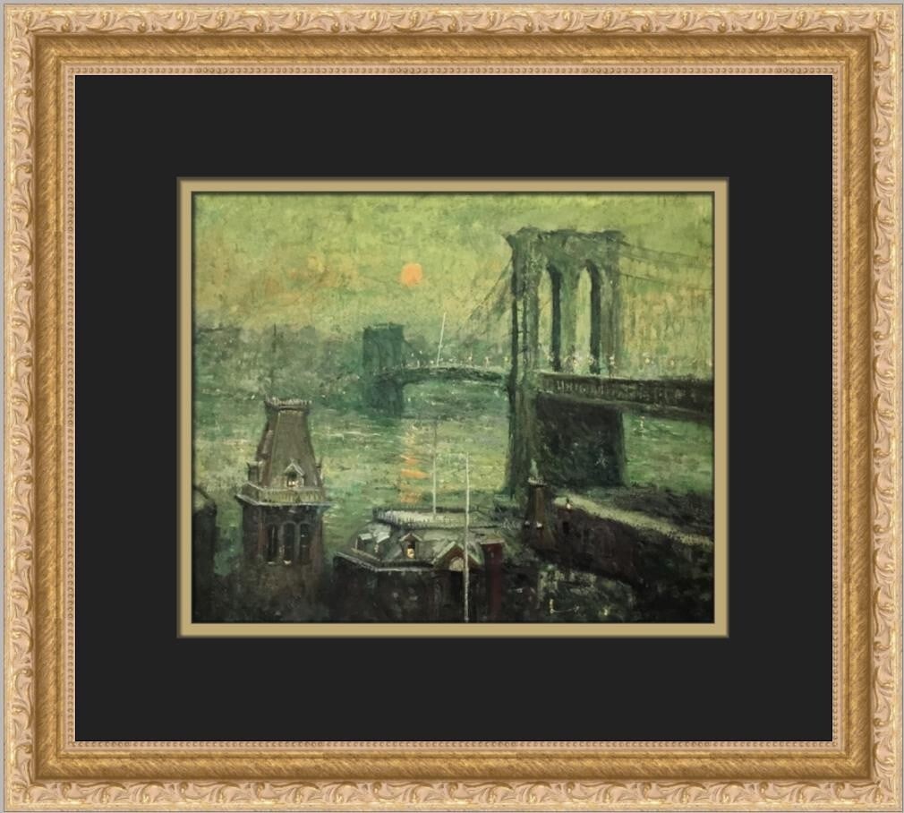 Ernest Lawson Brooklyn Bridge Custom Framed Urban Realism Print (1 of 2)