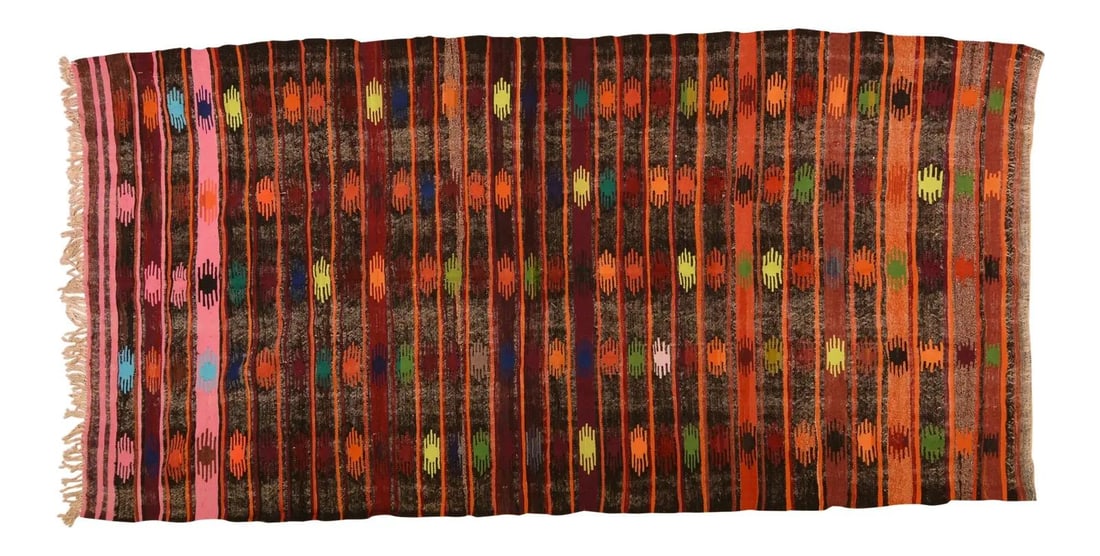 Turkish Anatolian Wool Kilim Rug Fine Weave 5'4" x 10'6" Vintage (1 of 6)