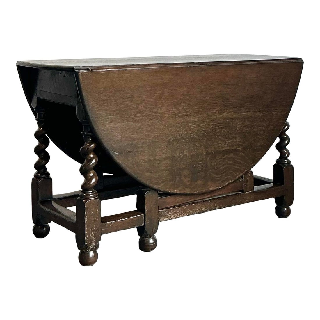 English Jacobean Revival Oak Gateleg Table Barley Twist Legs (1 of 10)