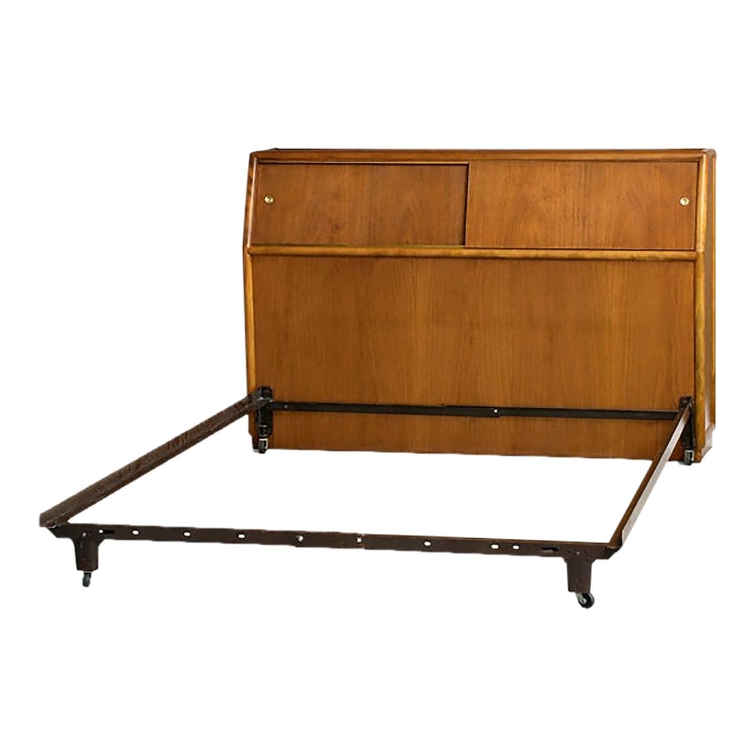Mid Century Walnut Full Bed Widdicomb Sliding Door Headboard (1 of 9)