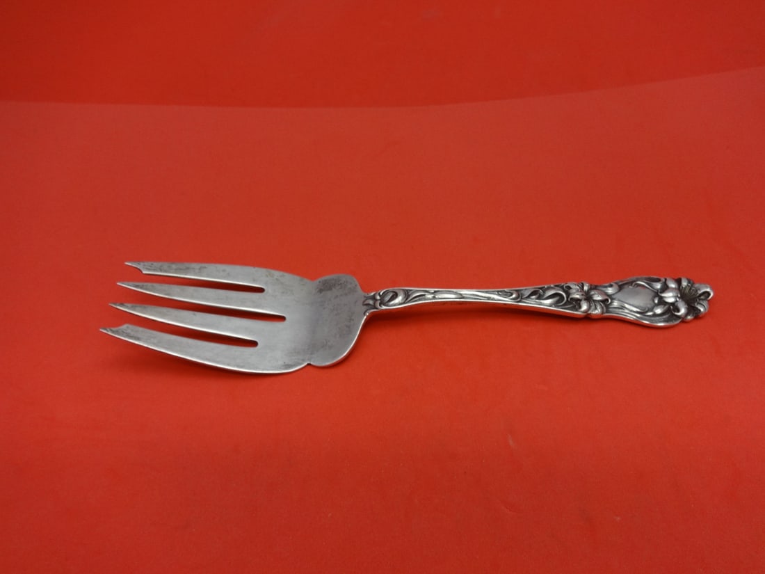 Frank Whiting Lily Sterling Silver Cold Meat Fork 7.75 Inch Serving Silverware: Frank Whiting Lily Sterling Silver Cold Meat Fork 7.75 Inch Serving Silverware This exquisite serving fork from the Lily pattern by Frank Whiting is crafted from high-quality sterling silver. Measurin