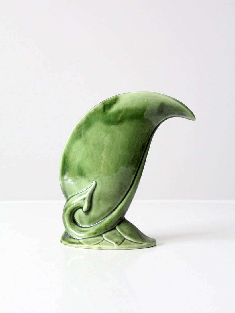 Sculptural Green Glazed Art Pottery Vase Mid-20th Century Organic Form (1 of 10)