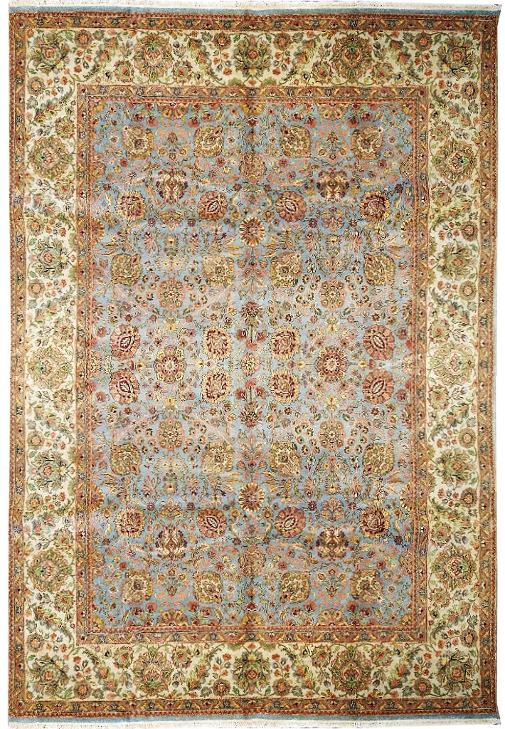 9 x 12 Light Blue Handmade Jaipur Wool Area Rug: 9 x 12 Light Blue Handmade Jaipur Wool Area Rug Free continental US Shipping Enhance your living space with the exquisite 9 x 12 Light Blue Quality Handmade Jaipur Rug, a stunning embodiment of tradit