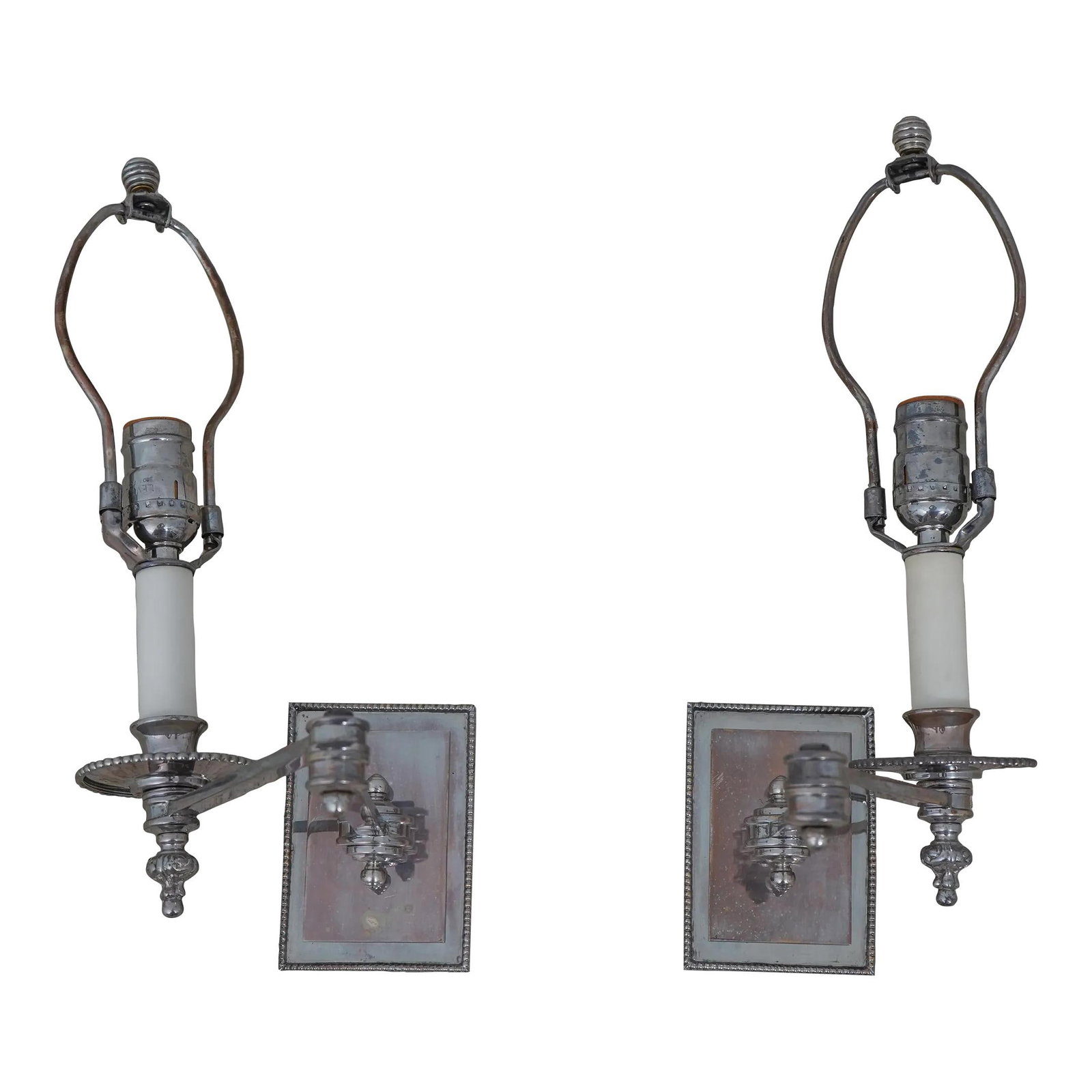 Elegant Pair of Regency Style Chrome Wall Sconces (1 of 10)