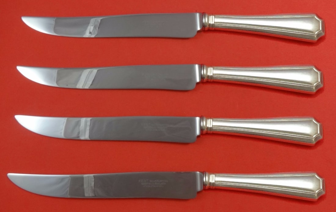 Durgin-Gorham Fairfax Sterling Silver Steak Knife Set 4pc Texas Sized: Durgin-Gorham Fairfax Sterling Silver Steak Knife Set 4pc Texas Sized Discover the Fairfax by Durgin-Gorham Sterling Silver Steak Knife Set, a stunning 4-piece collection designed for those who apprec