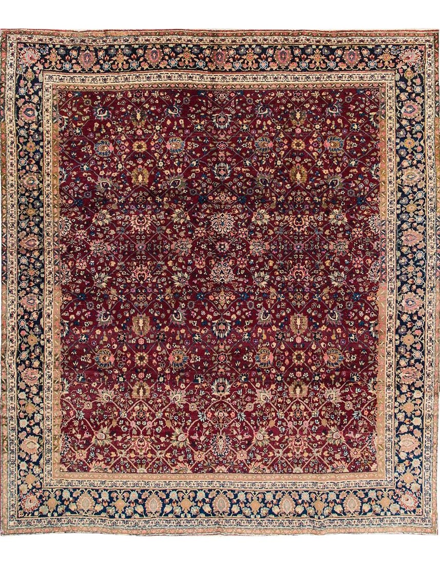 Vintage Hand-Knotted Tabriz Wool Rug 9'1 x 10'3 Floral Design: Vintage Hand-Knotted Tabriz Wool Rug 9'1 x 10'3 Floral Design Discover the elegance of this vintage 20th Century Tabriz wool rug, meticulously hand-knotted for quality and durability. Featuring a stri