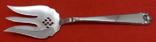 Tuttle Lamerie Sterling Silver Cold Meat Fork 8.5" Pierced: Tuttle Lamerie Sterling Silver Cold Meat Fork 8.5" Pierced This exquisite Lamerie serving fork, crafted by Tuttle, is a stunning example of sterling silver craftsmanship from the early 20th century. M