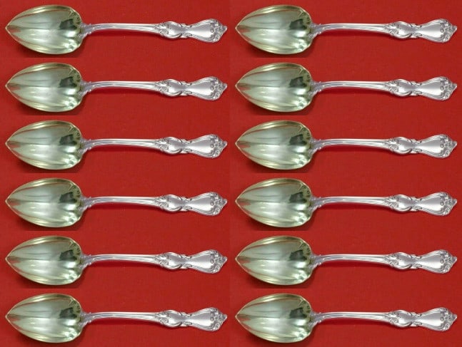 Reed and Barton Marlborough Sterling Silver Grapefruit Spoon Set 12pcs: Reed and Barton Marlborough Sterling Silver Grapefruit Spoon Set 12pcs Introducing the Marlborough Sterling Silver Grapefruit Spoon Set by Reed and Barton, featuring 12 exquisite pieces crafted from h